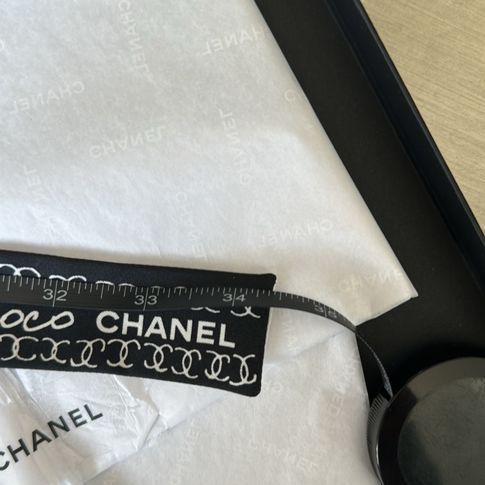 Chanel 22c twilly scarf silk black ivory logo tie with box and tags - Picture 8 of 8